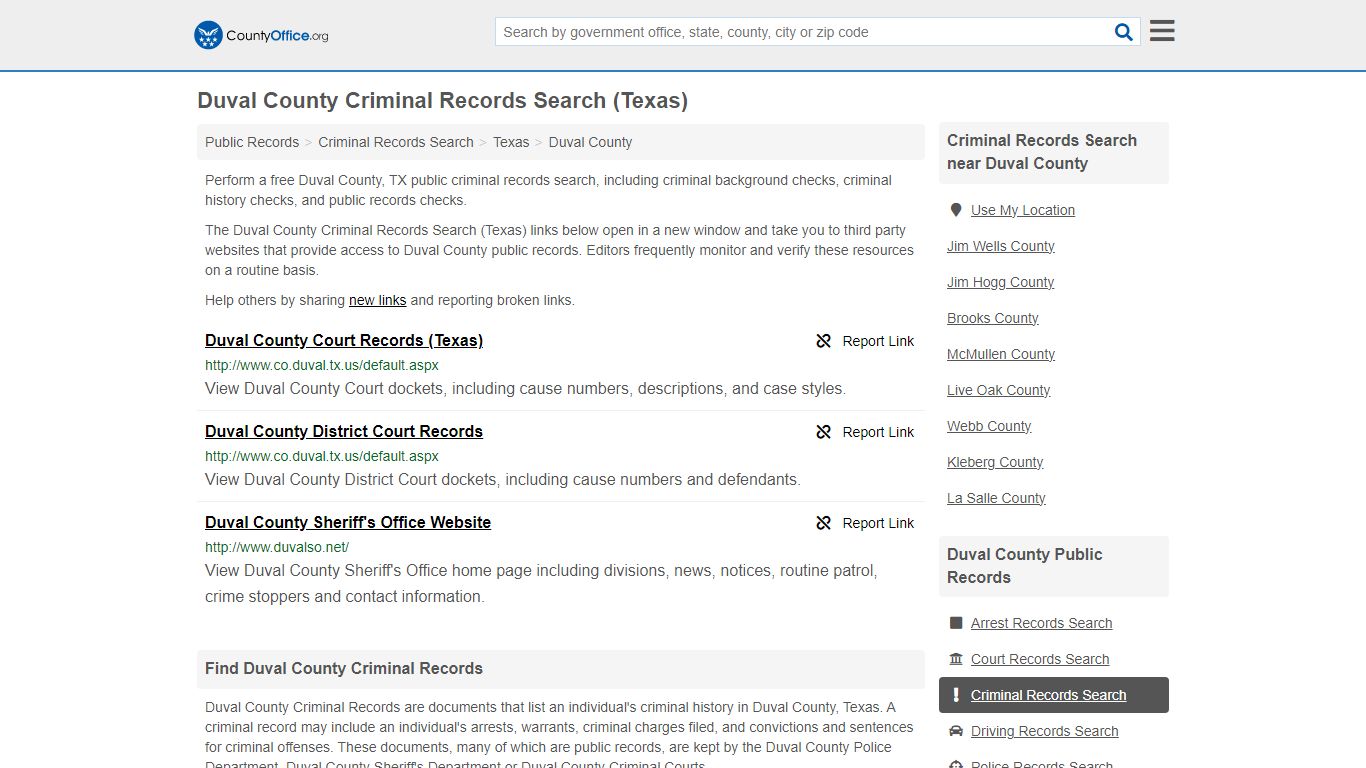 Criminal Records Search - Duval County, TX (Arrests, Jails & Most ...